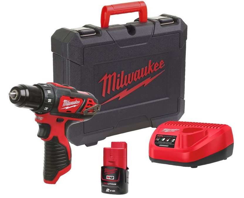 Masina de gaurit subcompacta cu acumulator si incarcator Milwaukee M12, cuplu 30Nm, mandrina metalica 10mm, 4933479439