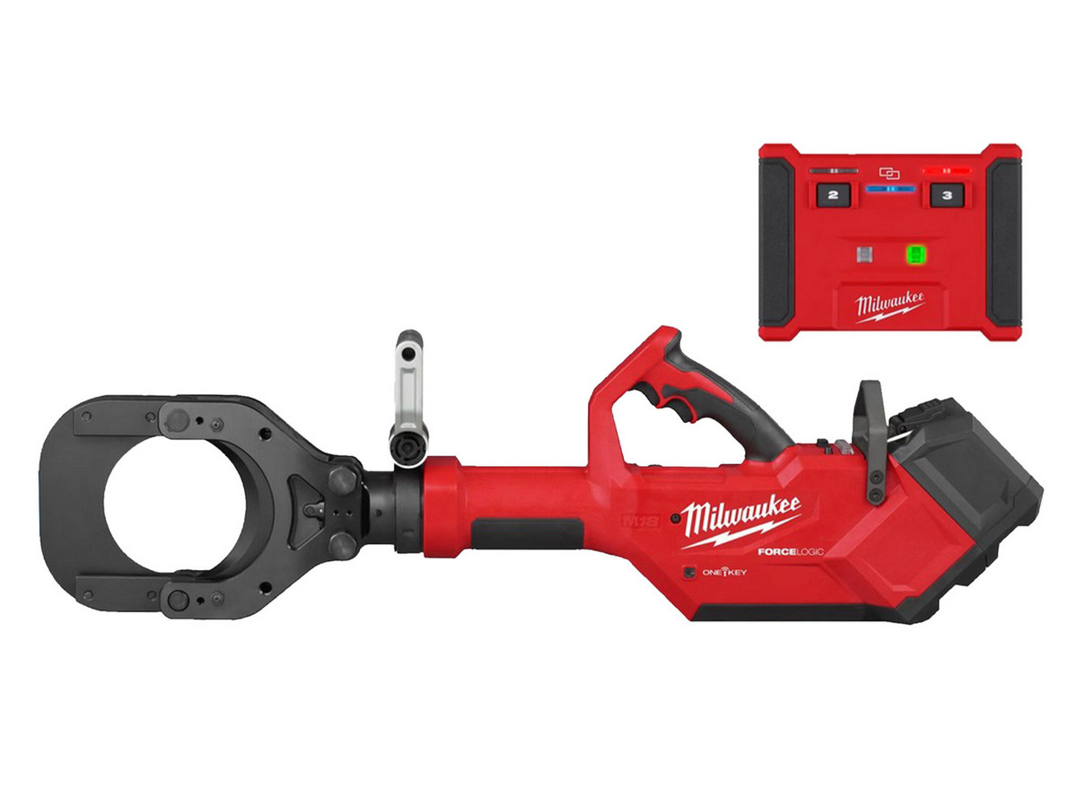 Taietor hidraulic pentru cabluri Milwaukee M18™ FORCE LOGIC™, One Key, 125mm, telecomanda, 2x acumulatori M18 8Ah, 1x incarcator, cutie plastic, 4933492421