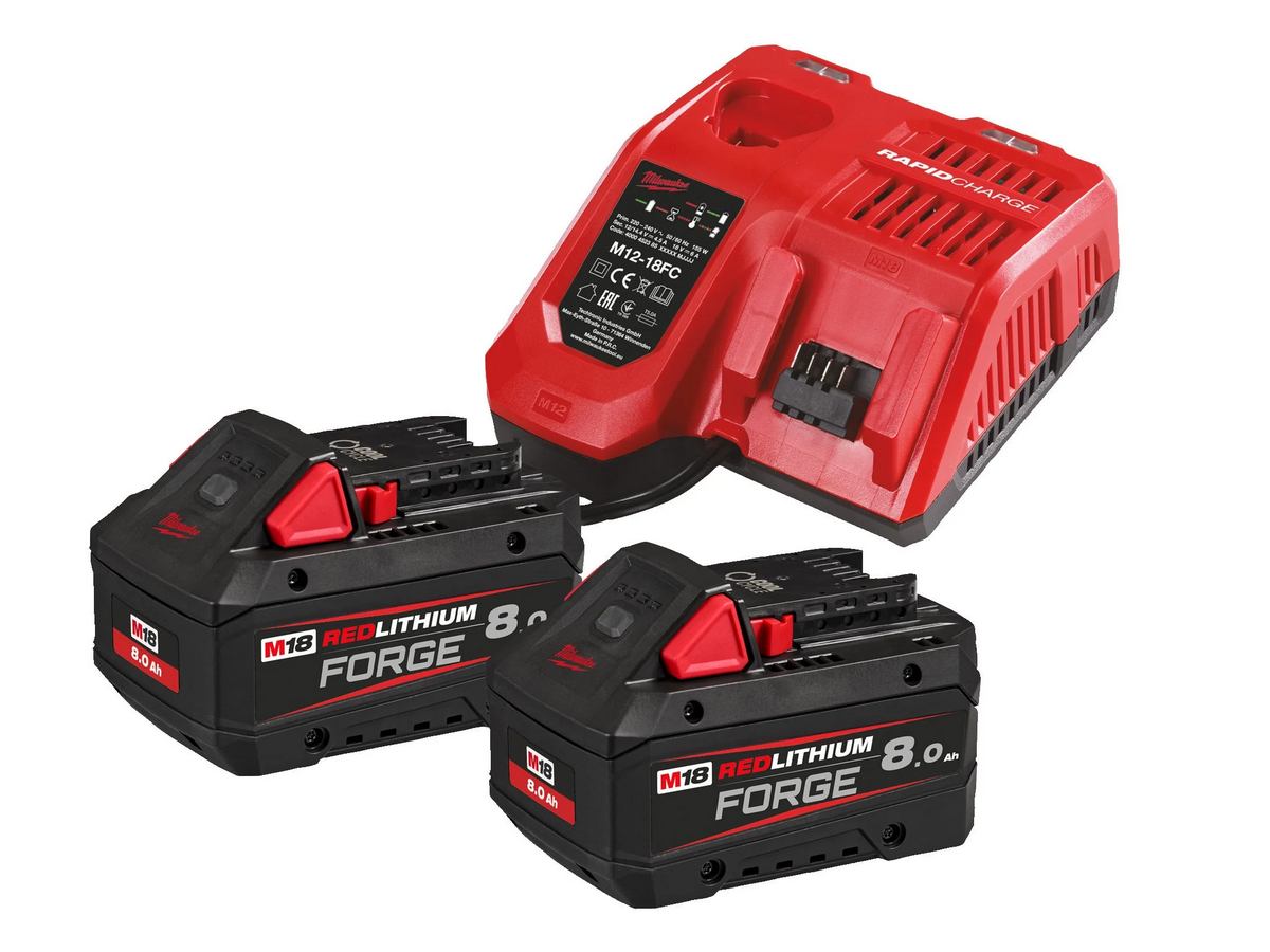 Set acumulatori Milwaukee M18 FB8 FORGE™ si incarcator rapid M12-18 FC, 4933498612