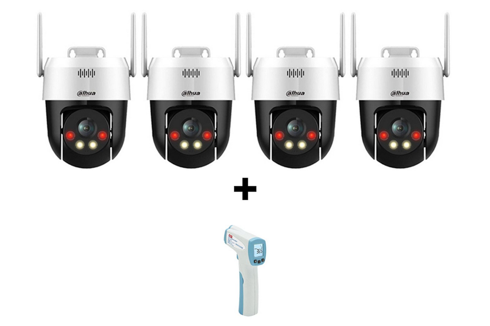 Pachet 4 camere supraveghere IP Wi-Fi PT, 2K 5MP, 4mm, Iluminare duala 30m si termometru, Dahua SD2A500HB-GN-AW-PV-0400X4