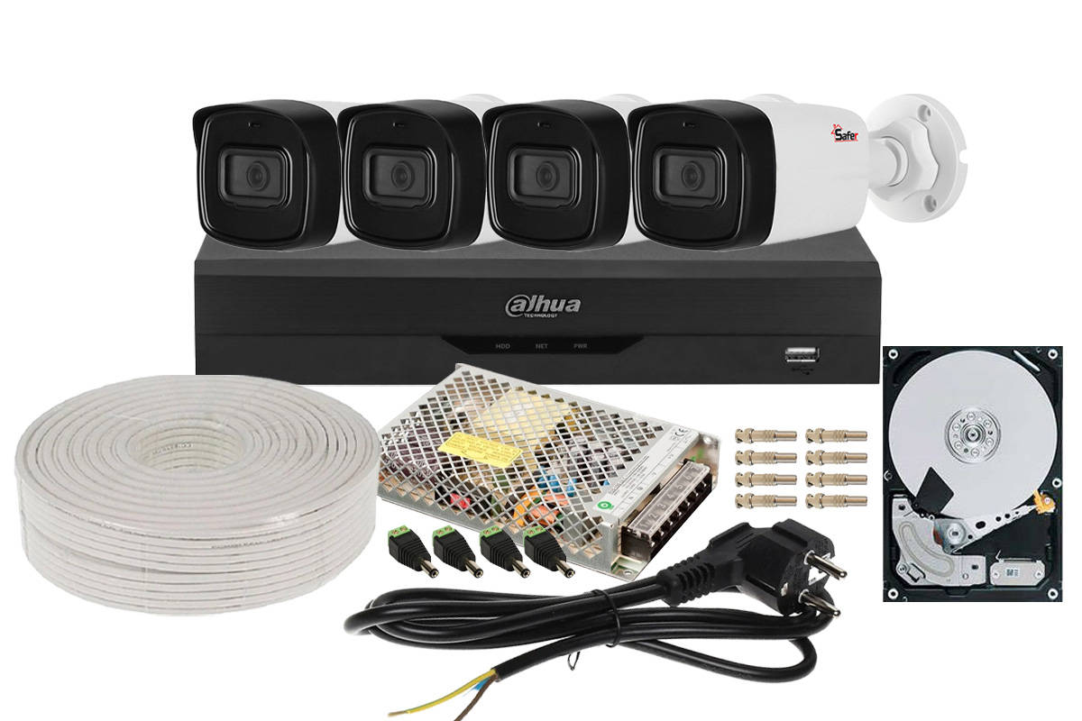Kit supraveghere video complet, 4 camere, Full HD, 2.8mm, IR 40 metri 4XDAHFHDIR40-S