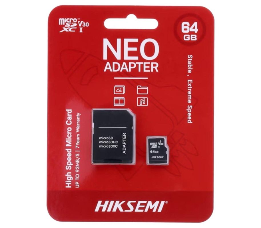 Card microSD XC, Hikvision 64GB, Clasa 10, V30 HS-TF-M1STD-64G