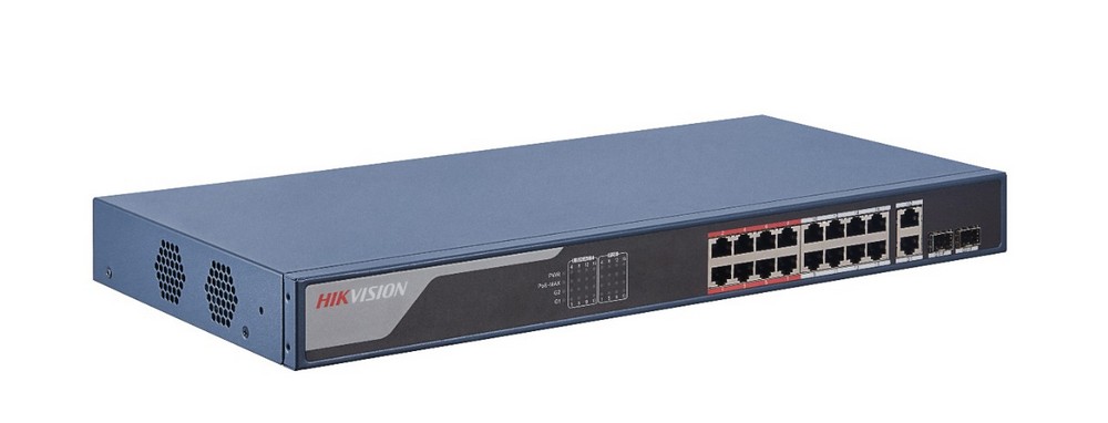 Switch PoE Hikvision DS-3E1318P-EI, 16 Porturi af/at, Buget PoE 230W, cu management, 2x Gigabit SFP, 2X Gigabit RJ-45