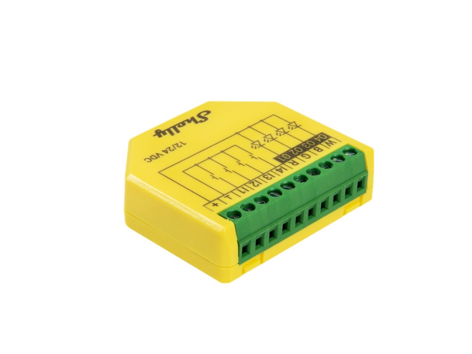 Releu inteligent Shelly ALL-REL-PLUSRGBWPM, 4 canale, Wi-Fi, Bluetooth, controlul luminilor din aplicatie, compatibil cu Google si Alexa