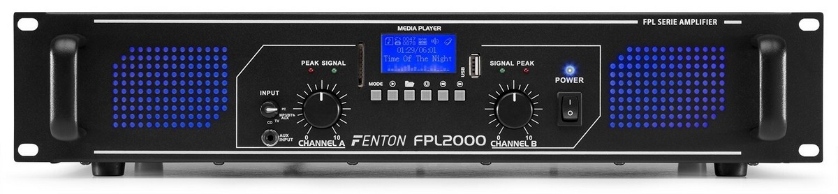 Amplificator digital Fenton FPL2000, 4000W, Bluetooth, redare MP3, RCA, Jack 3.5mm, telecomanda