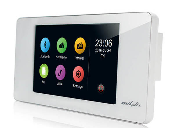 Amplificator stereo de perete cu touchscreen DSPPA DM838-WH, 2x20W, Wi-Fi, Bluetooth, USB, SD, FM, RJ45