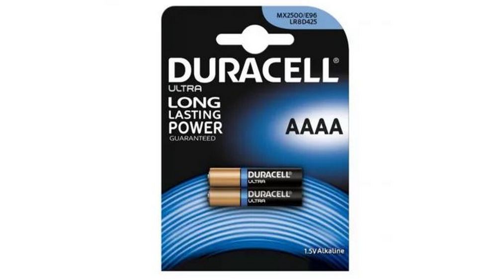 Baterii alcaline Duracell AAAA LR61 E96 MX2500, 1.5V, set 2 bucati, pentru dispozitive electronice si medicale, ambalaj blister