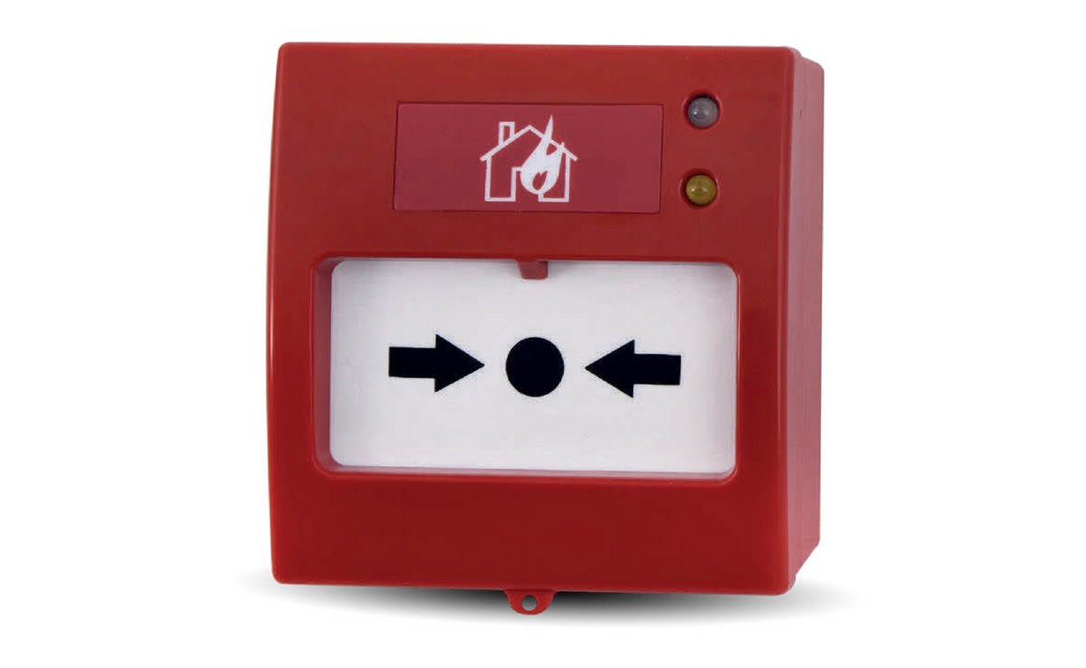 Buton de incendiu adresabil Teknim TFB-2266, pentru sisteme antiincendiu, izolator incorporat, IP30