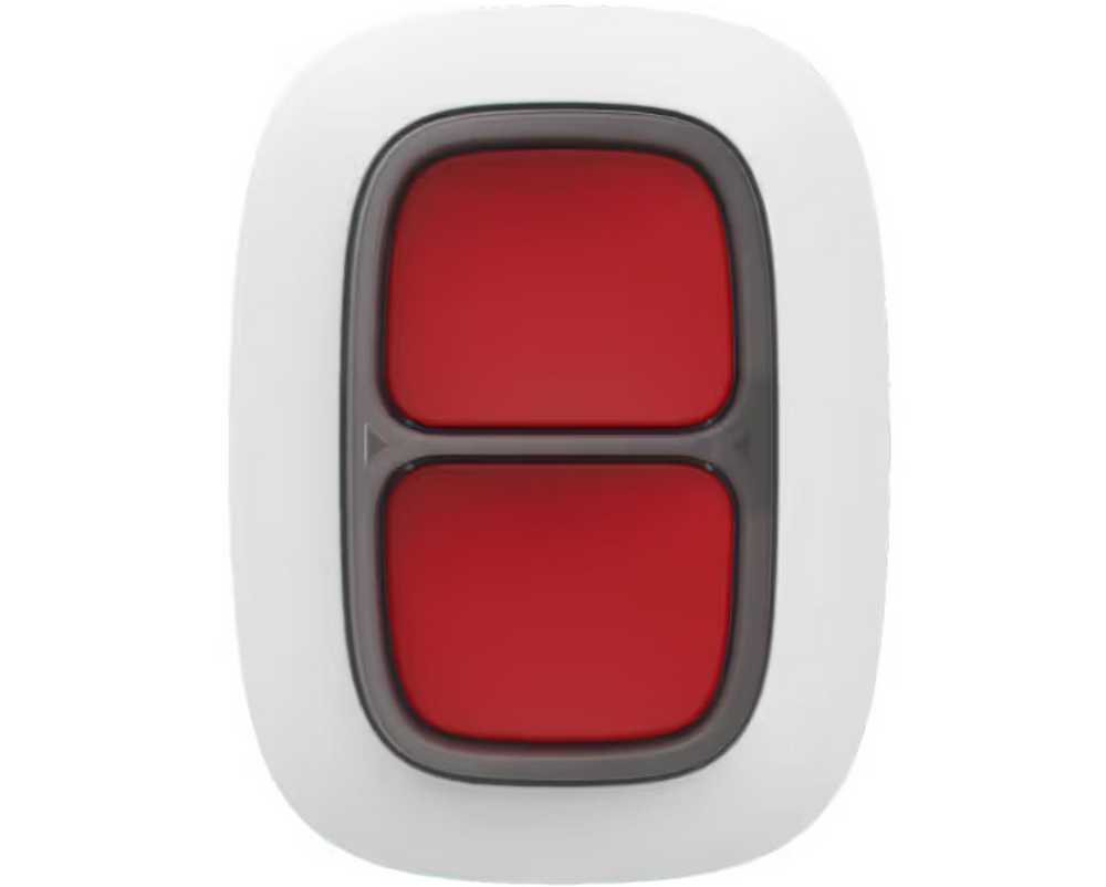 Buton de panica dublu wireless Ajax, 868 Mhz 1.3km, IP55, alb, AJAX DOUBLE BUTTON WH