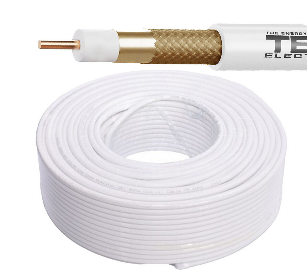 Cablu coaxial RG6 75Ω, Conductor din Cupru 100%, pentru supraveghere video de inalta calitate, TED002365