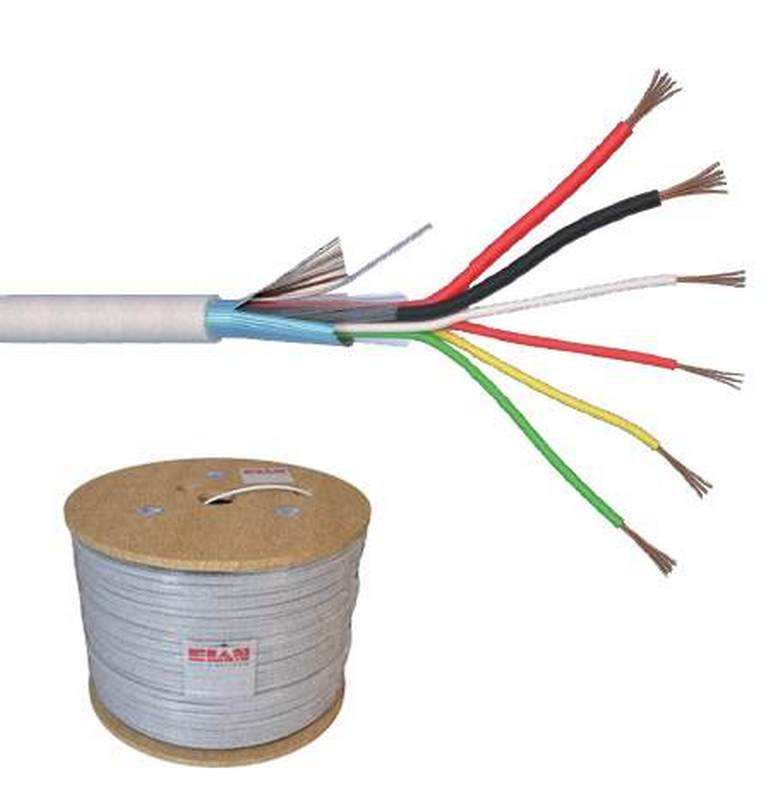 Cablu de alarma cu 6 fire ecranate, 0.22 cu alimentare, cupru integral, rezistent la flacara, 500m, ELAN 6CUEF+2x0.75-T