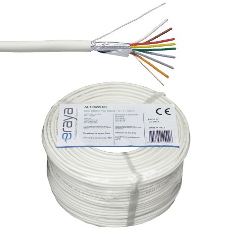 Cablu de alarma cu 6 fire ecranate, din cupru 100%, rola 100m, eRaya AL10622-100
