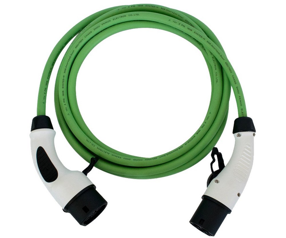 Cablu de incarcare pentru masini electrice, Type 2, trifazat, 11kW, 16A, 5 m, verde, Ampevo, T22-3/16V