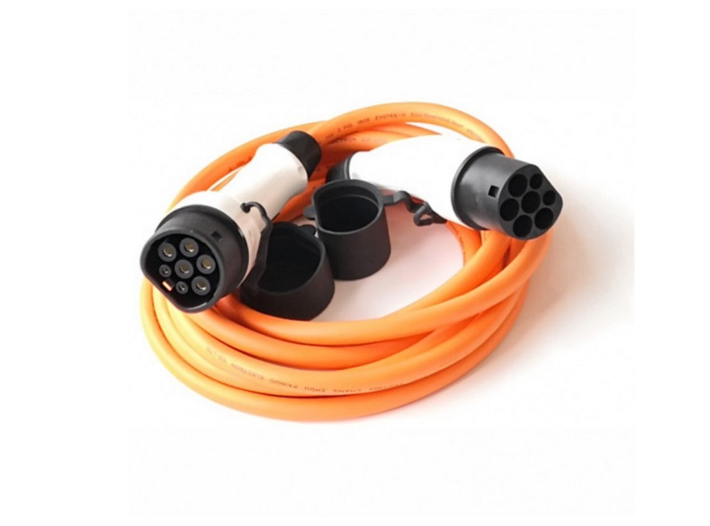 Cablu de incarcare pentru masini electrice, Type 2, trifazat, 22kW, 32A, 5 m, portocaliu, Ampevo, T22-3/32P