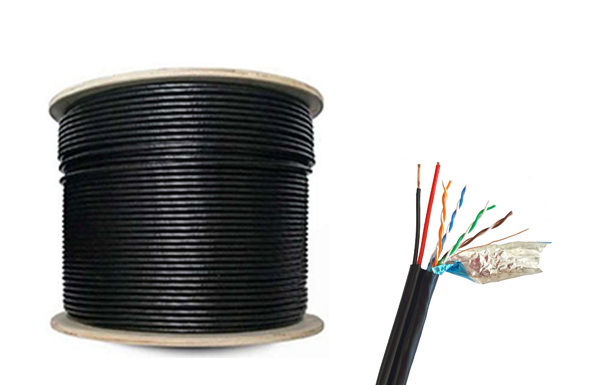 Cablu de retea FTP Cat5E cu alimentare 2x0.75mm, CCA, 100 metri, Safer, SAF-FTPCCA-CAT5E+POWER-100M