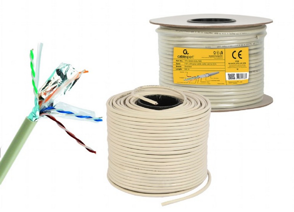 Cablu de retea FTP CAT 6, CCA, Rola 100m, Ecranat, Gembird FPC-6004-SOL/100