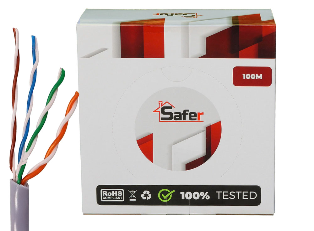 Cablu de retea UTP, Cat5e, CCA, 100 metri, Safer, SAF-CAT5EUN922I-U-100M-CCA