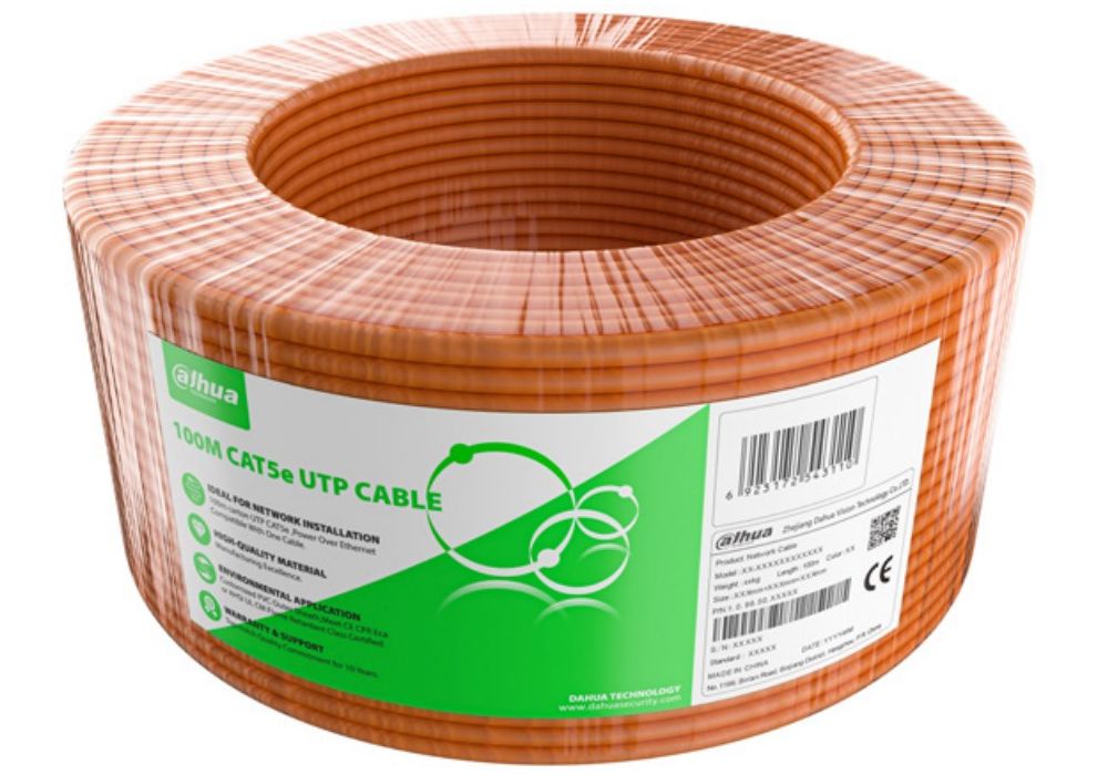 Cablu UTP CAT5e CCA, 24 AWG, portocaliu, 100 m, Dahua, DH-PFM922I-5EUN-C-100