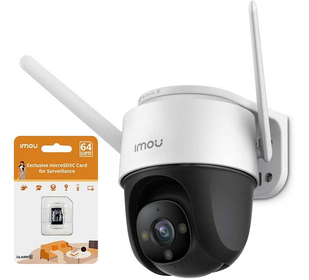 Camera wireless de exterior IMOU Cruiser, 64GB memorie inclusa, 2MP, Full Color, LED 30m, PTZ, Microfon si difuzor, IPC-S22FP+64GB