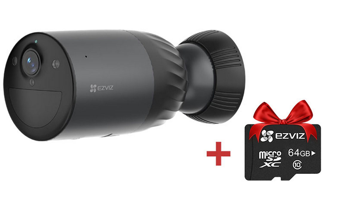 Camera Wi-Fi EZVIZ CS-BC1c/SP(4K) + card microSD 64GB cadou, 8MP, Iluminare duala 15m, Audio, IP65, CS-BC1c/SP(4K)+SD64GB