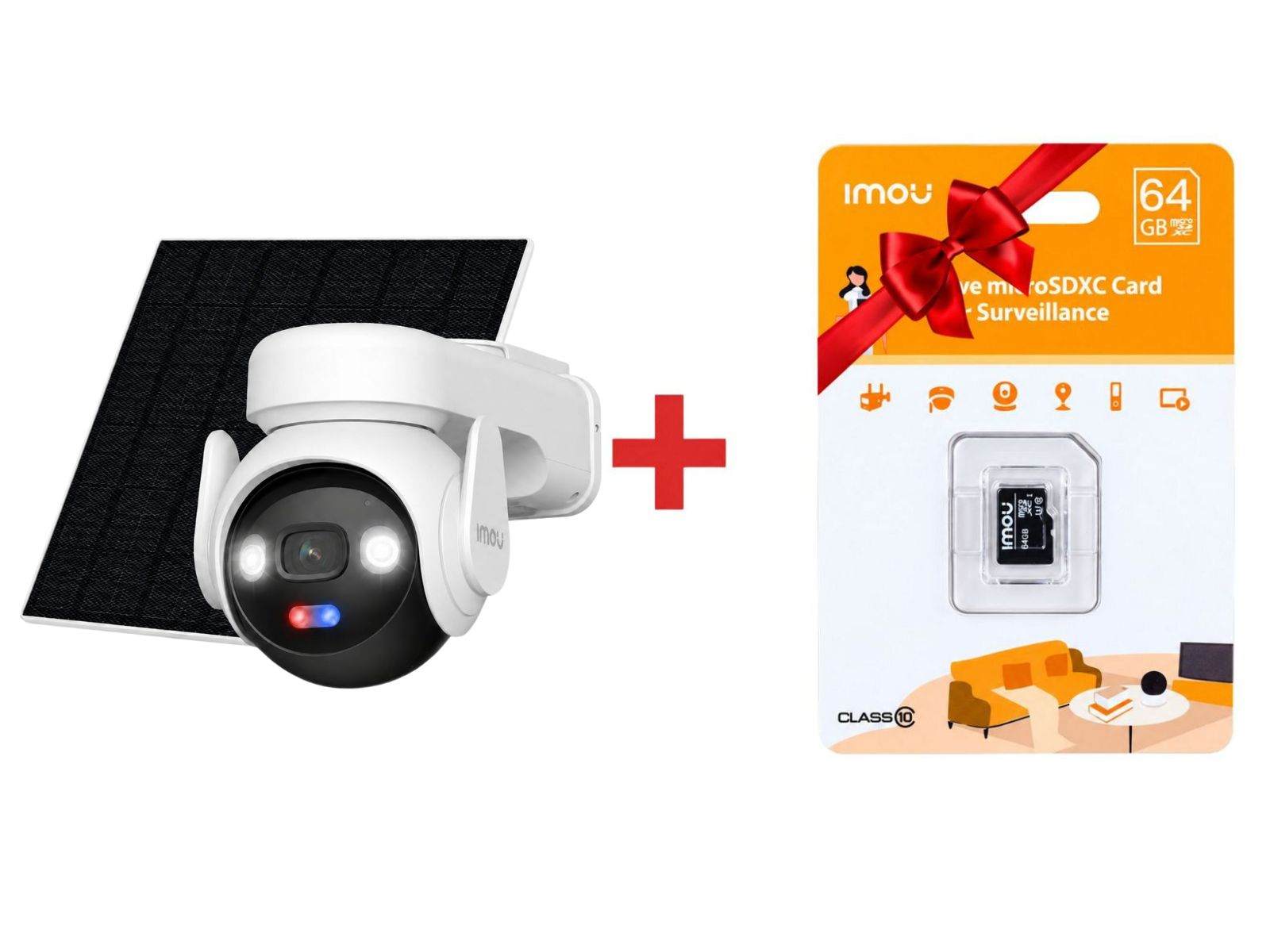 Camera wireless Imou Bullet 2E + card microSD 64GB cadou, 5MP, Iluminare dulala, Microfon, Alarma luminoasa, IP66, IPC-B7ED-5M0TEA-EU/FSP14+64GB