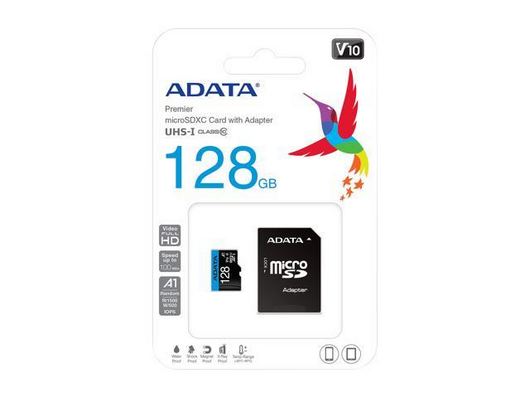 CARD MicroSD ADATA 128GB Clasa 10 cu adaptor, AUSDX128GUICL10A1-RA1