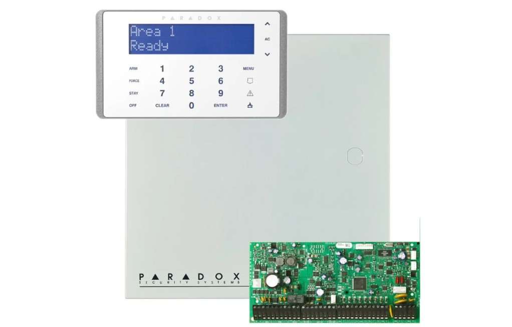 Centrala de alarma antiefractie Paradox Digiplex EVOHD, cu tastatura K656, carcasa, 8 partitii, pana la 192 zone, EVOHD+K656