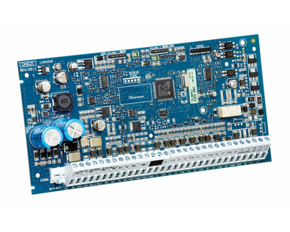 Centrala de alarma hibrida DSC PRO-HS3032GSM, 8 zone pe placa, extensibila la 32 zone pe fir sau wireless, cu comunicator IP/GSM/GPRS incorporat