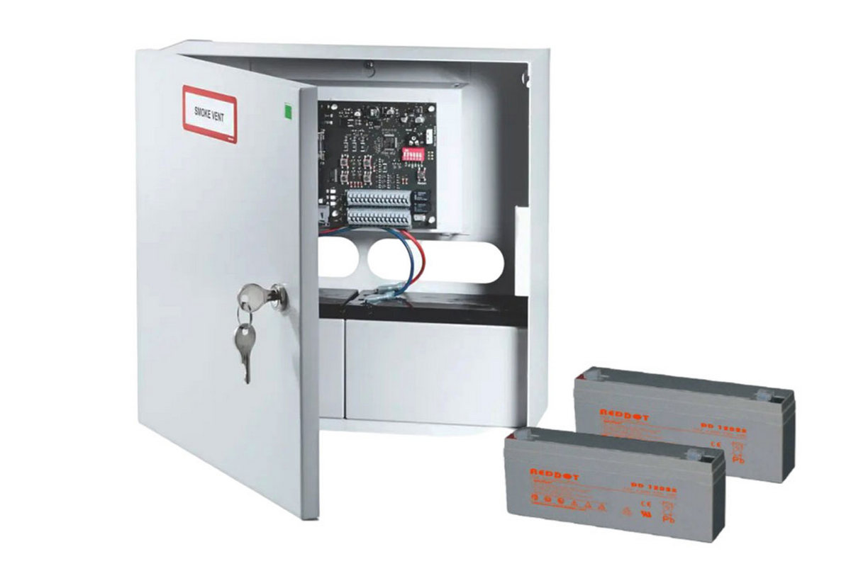 Centrala desfumare BTR cu 2 acumulatori 12V inclusi, 1 zona, 230V, 2A, IP30, 60.100- BCR 2A-kit
