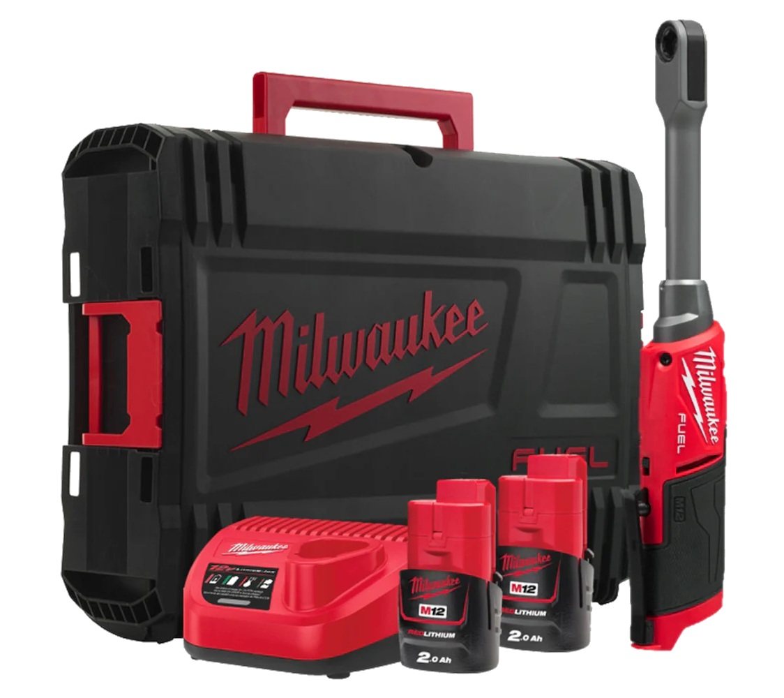 Cheie cu clichet electrica, Milwaukee FUEL INSIDER 80 Nm, cu 2 acumulatori M12, LED, maner ergonomic, 4933499411