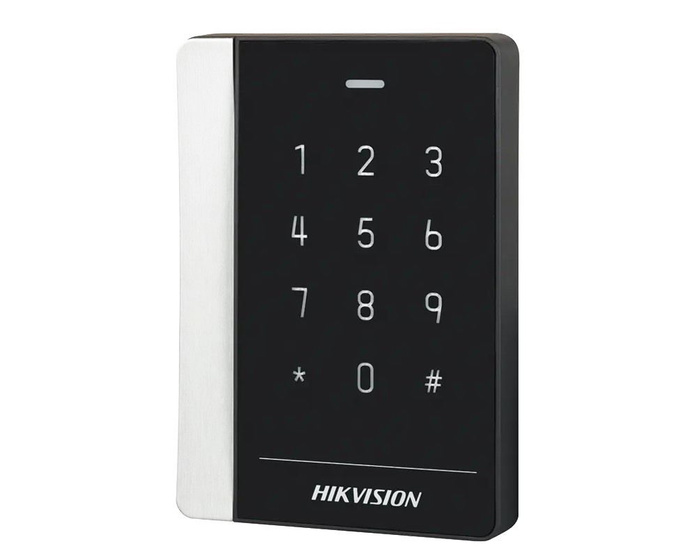 Cititor de carduri, tastatura, RFID 125 KHz, 12 VDC, IP64, RS-485, Wiegand, Hikvision, DS-K1102AEK