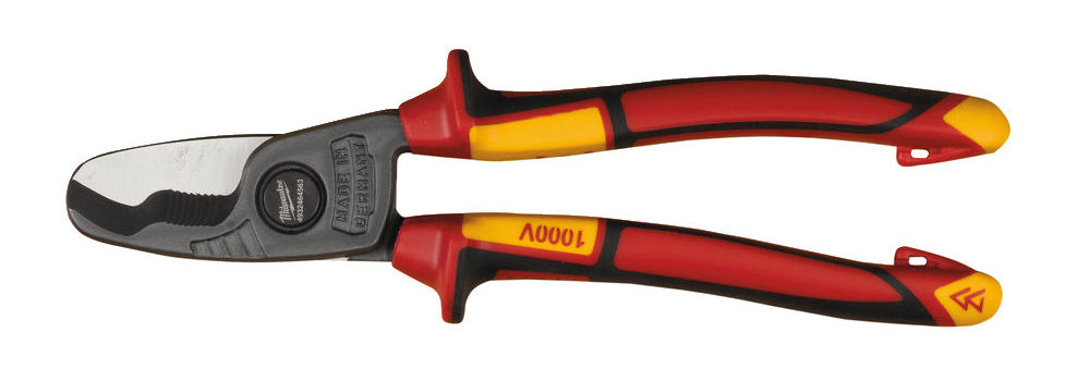 Cleste de taiat cabluri Milwaukee VDE, 210mm, rezistent la coroziune, certificat EN/IEC 60900, manere ergonomice, 4932464563