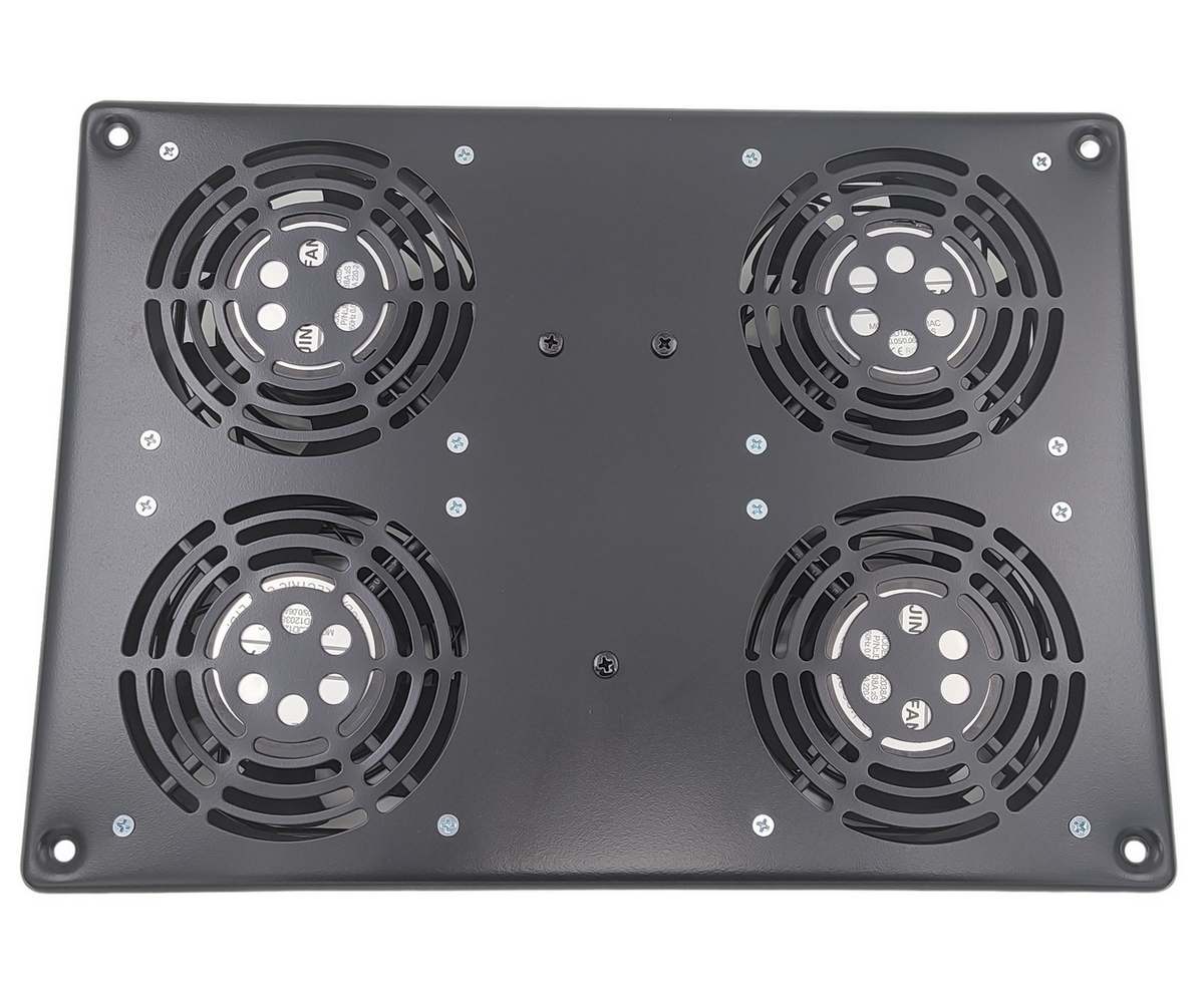Cooler cu 4 ventilatoare pentru rack de podea, fabricat din otel, negru, Safer RACKFAN4T-FLOOR