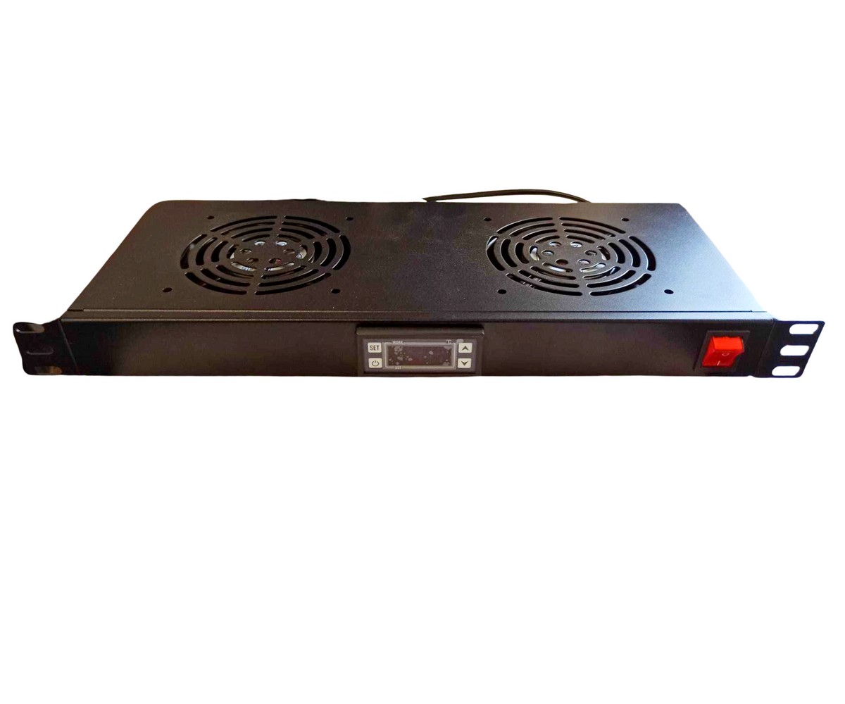 Cooler cu doua ventilatoare si termostat pentru rack, Safer RACKFAN2