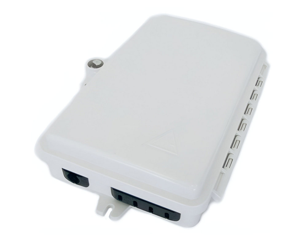 Cutie de distributie jonctiuni fibra optica FTTH, 1 intrare si 4 iesiri, IP55, plastic, alb, Braun Group FTB-104CE