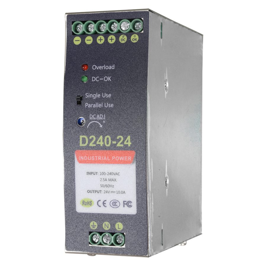 Sursa de alimentare in comutatie Safer, 2 iesiri, 24V 10A, montare pe sina DIN, SAF-24V10A-DIN