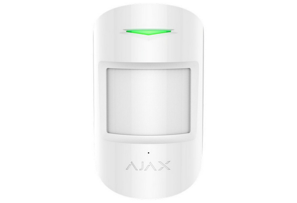 Detector wireless de miscare si spargere geam, PIR si acustic, 12/9 m, imunitate animale, interior, 868 MHz, alb, AJAX COMBIPROTECT WH