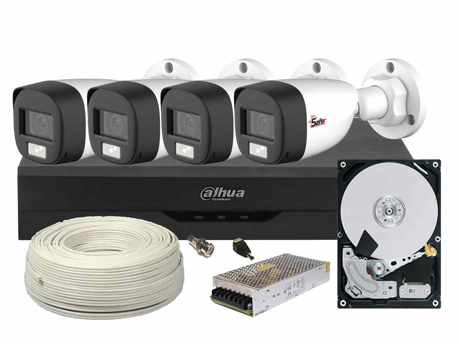 Kit supraveghere video complet, 2MP FULL HD, IR 20 metri, 1 x HDD, DAHUA, DH-4E22-1TB-SHQ-CC