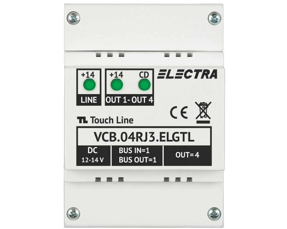 Doza derivatie Electra Touch Line, 4 familii, RJ45, montaj pe sina DIN, VCB.04RJ3.ELGTL
