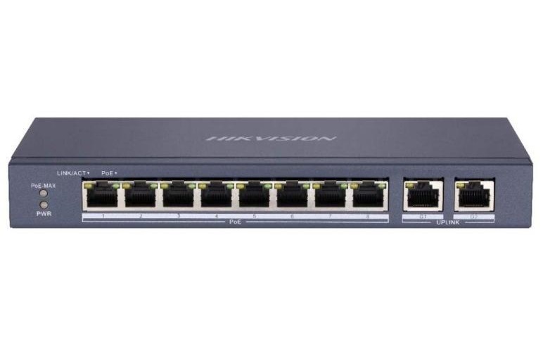 Switch PoE cu 8+2 Porturi Gigabit, fara management, 60W, Hikvision DS-3E0310P-E/M