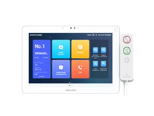 Ecran cu brat pentru patul pacientilor HikvisinonDS-KHB9533-WHS, camera 2MP, 10.1 inch, 868MHz, Android 10.0, alarma, slot card