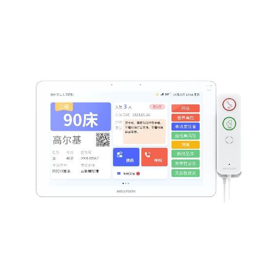 Ecran multifunctional pentru patul pacientului Hikvision DS-KHH9530-H/M, 10.1 inch, 1280x 800p, ecran tactil IPS, audio bidirectional, alarma, slot card