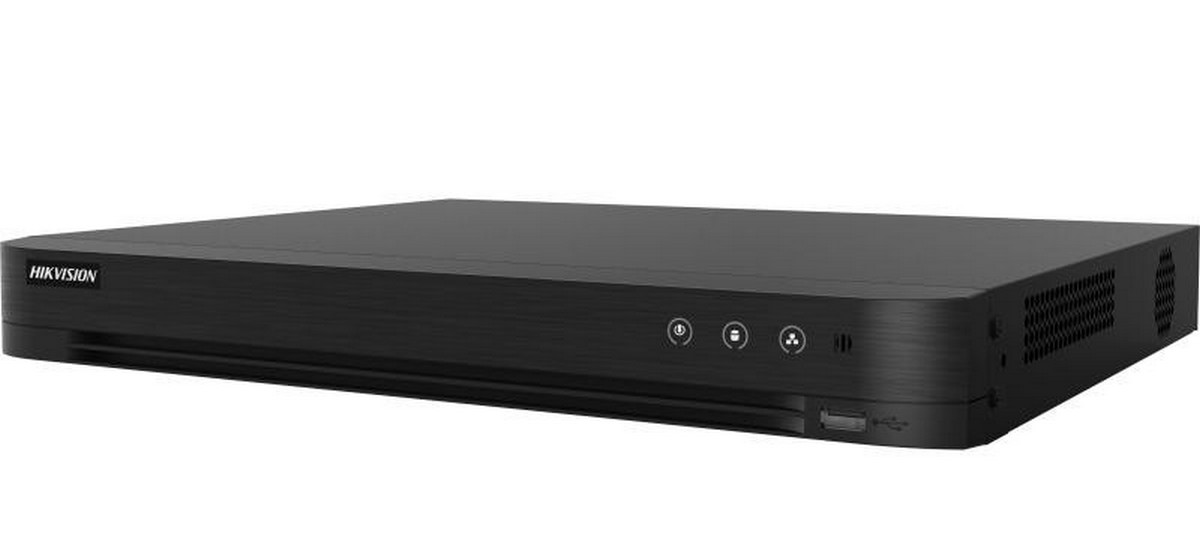 DVR 16 canale, AcuSense, Hikvision iDS-7216HUHI-M2/X/4A+16/4, 8MP, Audio prin coaxial, alarma 16 IN/4 OUT, 2 x SATA