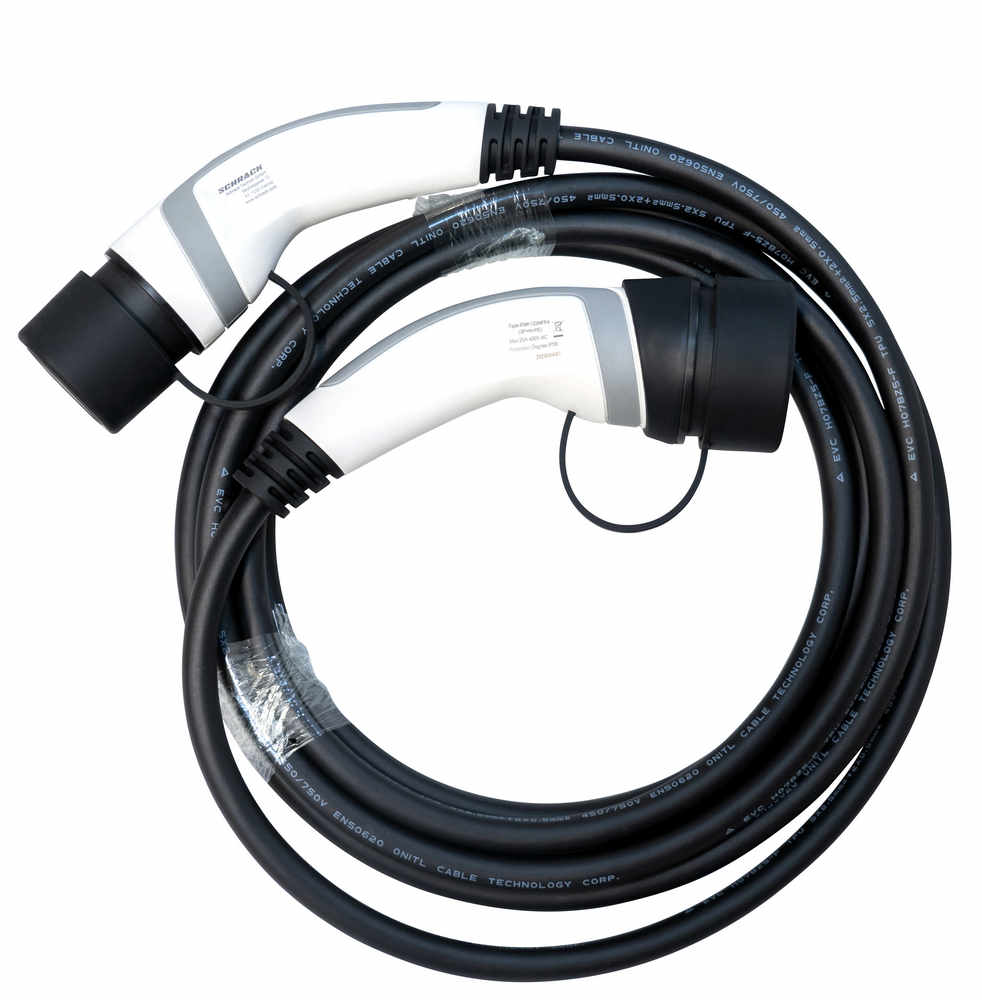 Cablu de incarcare Schrack pentru masini electrice, 20A, Type 2, Trifazic, 7.5m, EMK122MFF5
