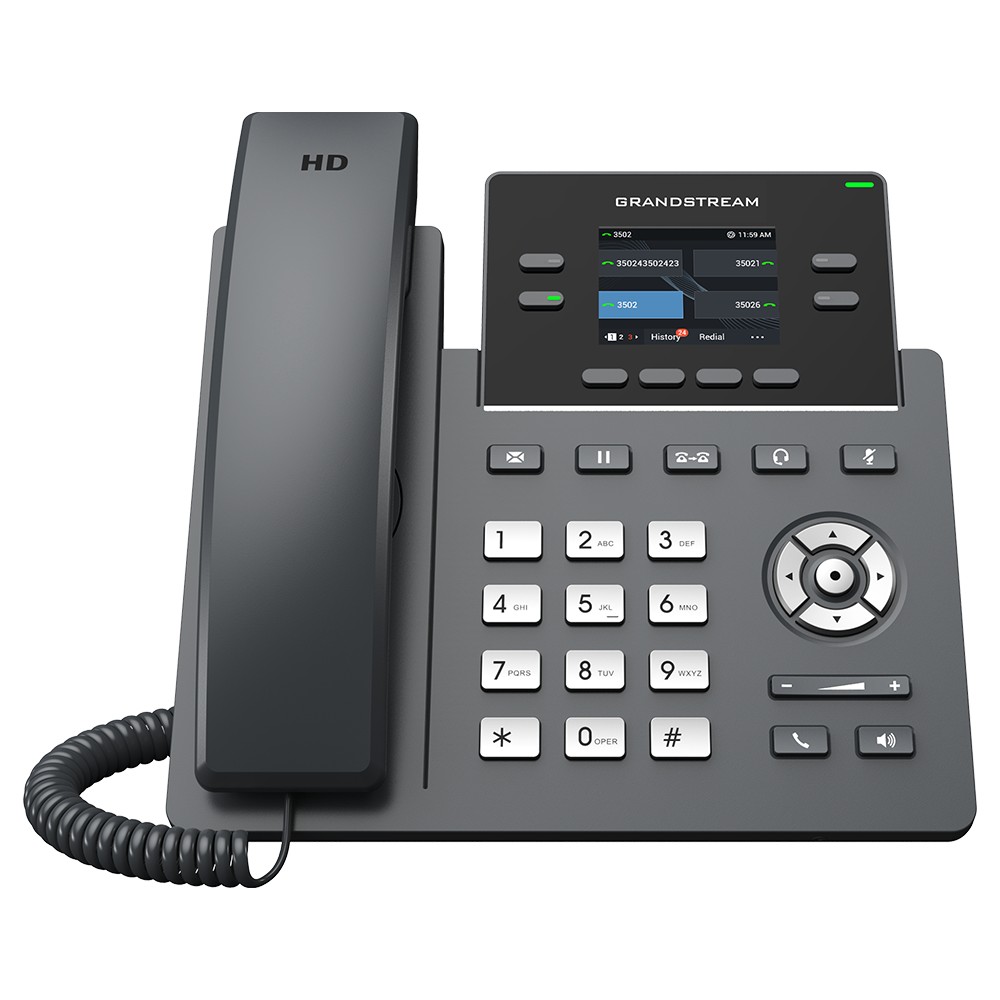 Telefon IP Grandstream, 4 linii, ecran color, PoE, 2 porturi LAN, compatibil GDMS, GRP2612G