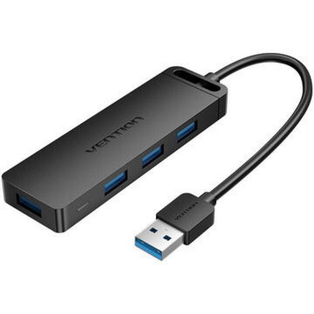 Hub USB Vention CHLBF, 4 porturi USB, microUSB, rata transfer 5 Gbps, material ABS, cablu 1m, negru