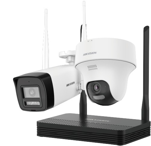 Kit supraveghere IP Wireless Hikvision HiLook IKS-2044BTH-PH/W, 2 camere 4MP, NVS, IR 30m, microfon, difuzor, slot microSD