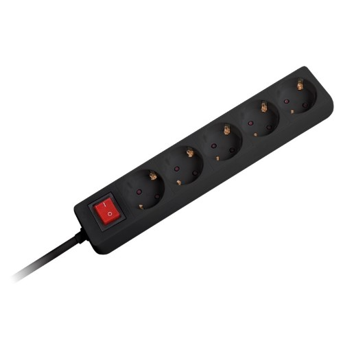 Prelungitor cu 5 prize cu impamantare, 1.5m, cablu 3x1.5mm, intrerupator, negru, Omega OL5G15