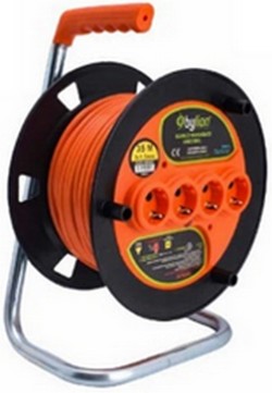 Derulator cu cablu 3 x 1,5 CUPRU, 20ML, 4-PRIZE SCHUKO cu siguranta termica, FS-MK2015