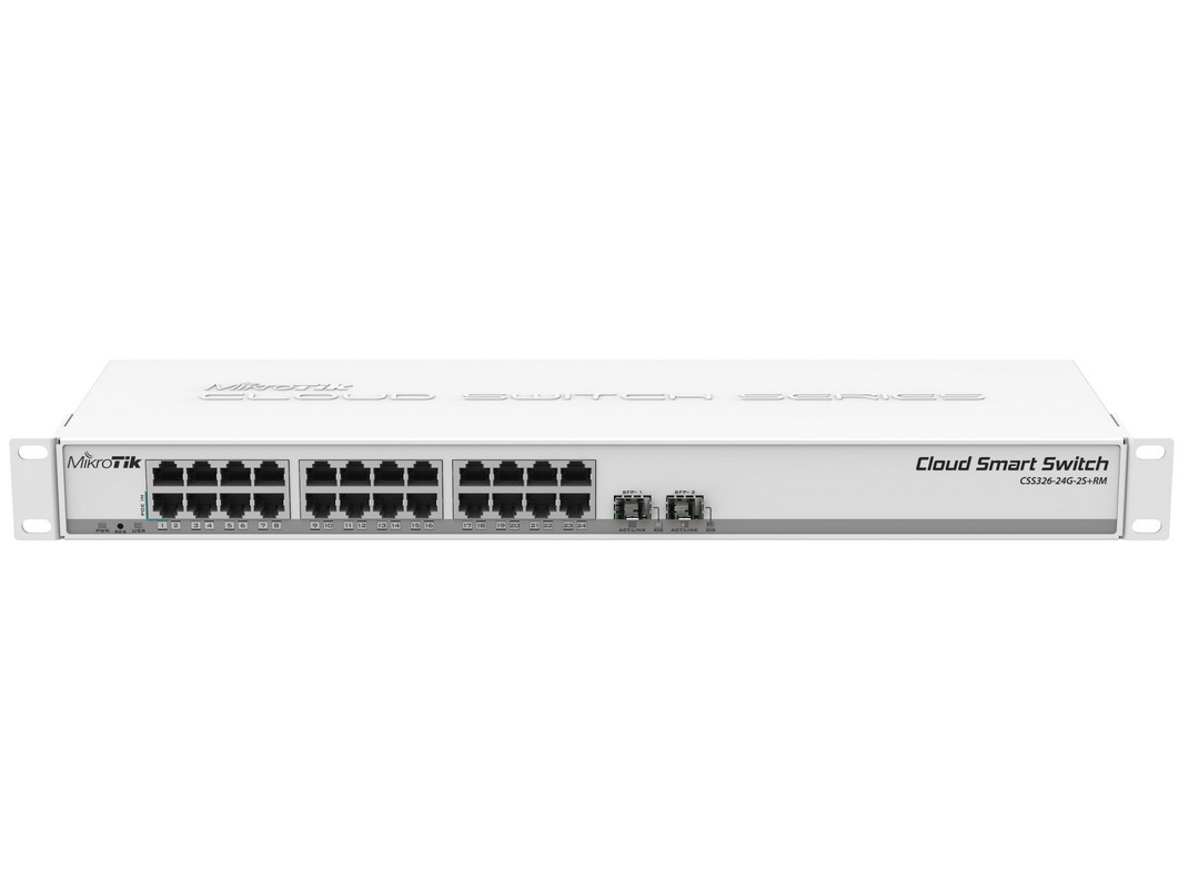 Switch 24 porturi gigabit + 2 SFP cu management, montare in rack, Microtik CSS326-24G-2S+RM